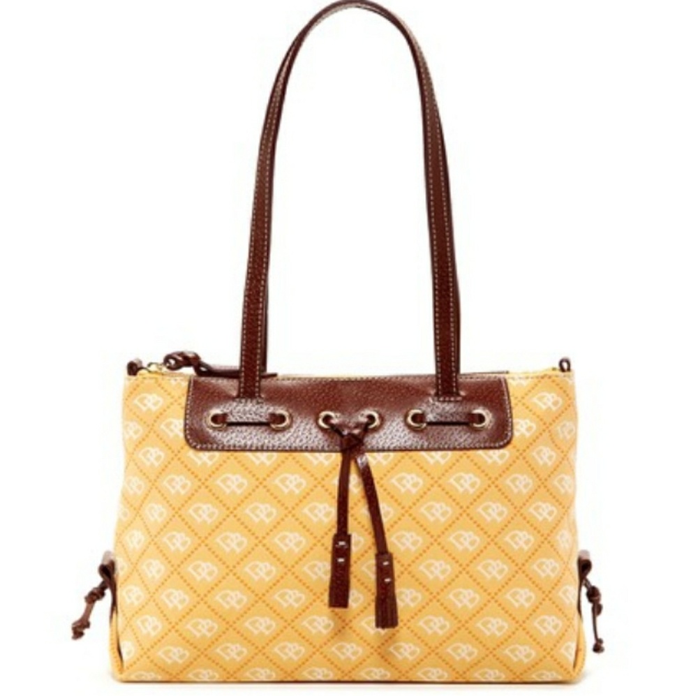 Dooney & Bourke Large Signature Yellow Tassel Bag